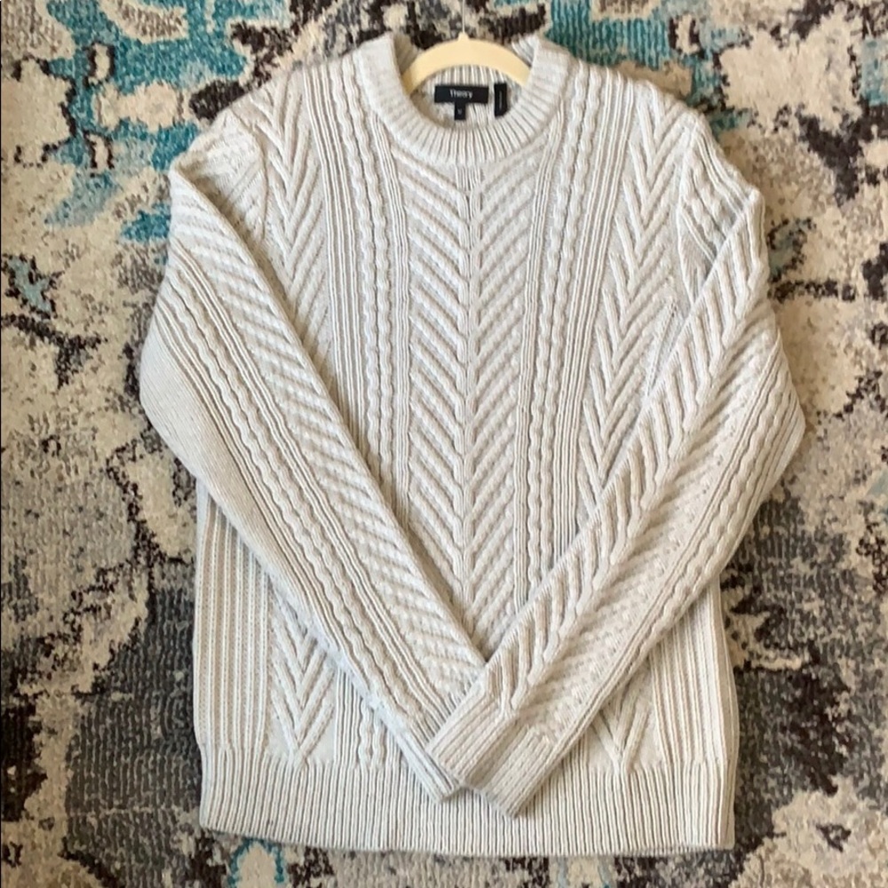 Theory Cable Knit Crewneck - Cream - Sz M